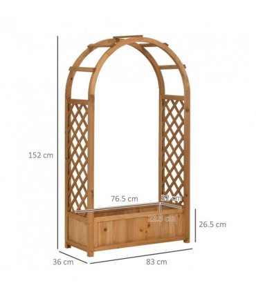 Outsunny Raised Garden Bed with Arch Trellis, Freestanding Garden Planter Box for Vine Climbing Plant Flower Herb, Brown