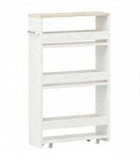 kleankin Storage Cart, 4-Tier Compact Storage Trolley on Wheels and Handle, 48W x 15D x 80H cm, White