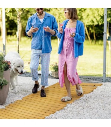 Outsunny Rollable Wooden Garden Pathway Weather-Resistant Walk Way for Wedding Party Pathways 185 x 60 cm