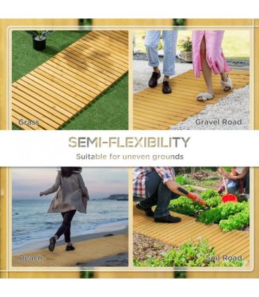 Outsunny Rollable Wooden Garden Pathway Weather-Resistant Walk Way for Wedding Party Pathways 185 x 60 cm