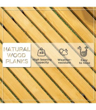Outsunny Rollable Wooden Garden Pathway Weather-Resistant Walk Way for Wedding Party Pathways 185 x 60 cm