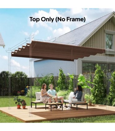 Outsunny Retractable Pergola Cover, 2.55 x 2.5 m Replacement Canopy Fabric for 3 x 3 m Frame, Roof Top Only, Brown