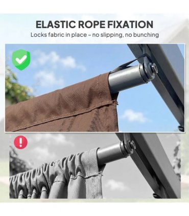 Outsunny Retractable Pergola Cover, 2.55 x 2.5 m Replacement Canopy Fabric for 3 x 3 m Frame, Roof Top Only, Brown