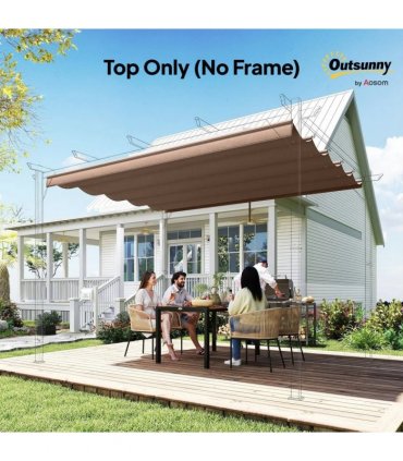 Outsunny Retractable Pergola Cover, 2.55 x 2.5 m Replacement Canopy Fabric for 3 x 3 m Frame, Roof Top Only, Brown