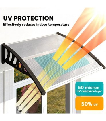 Outsunny Front Door Canopy, Outdoor Awning, Rain Shelter for Window, Porch and Front/Back Door, 103 x 96.5 cm, Clear