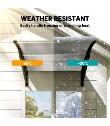 Outsunny Front Door Canopy, Outdoor Awning, Rain Shelter for Window, Porch and Front/Back Door, 103 x 96.5 cm, Clear