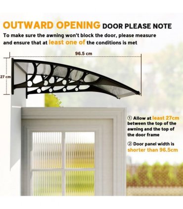 Outsunny Front Door Canopy, Outdoor Awning, Rain Shelter for Window, Porch and Front/Back Door, 103 x 96.5 cm, Clear