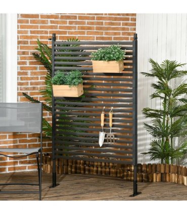 Outsunny Garden Fence with 2 Standing Ways for Hard & Soft Ground, Decorative Outdoor Divider, Animal Barrier Fence, Brown