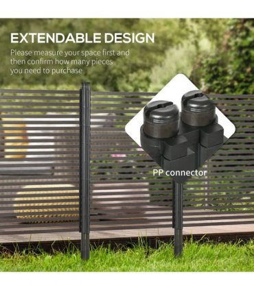 Outsunny Garden Fence with 2 Standing Ways for Hard & Soft Ground, Decorative Outdoor Divider, Animal Barrier Fence, Brown