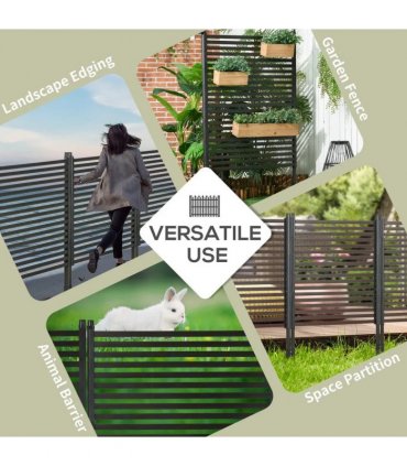 Outsunny Garden Fence with 2 Standing Ways for Hard & Soft Ground, Decorative Outdoor Divider, Animal Barrier Fence, Brown