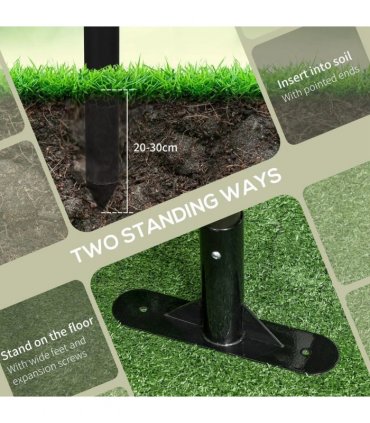 Outsunny Garden Fence with 2 Standing Ways for Hard & Soft Ground, Decorative Outdoor Divider, Animal Barrier Fence, Brown