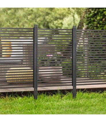 Outsunny Garden Fence with 2 Standing Ways for Hard & Soft Ground, Decorative Outdoor Divider, Animal Barrier Fence, Brown