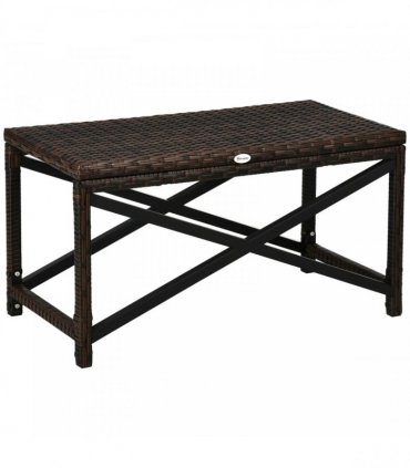 Outsunny Outdoor Coffee Table Side Table with X-Shape Frame for Patio, Balcony, Mixed Brown