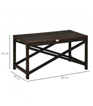 Outsunny Outdoor Coffee Table Side Table with X-Shape Frame for Patio, Balcony, Mixed Brown