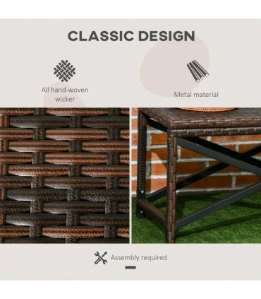 Outsunny Outdoor Coffee Table Side Table with X-Shape Frame for Patio, Balcony, Mixed Brown