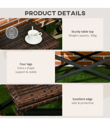 Outsunny Outdoor Coffee Table Side Table with X-Shape Frame for Patio, Balcony, Mixed Brown