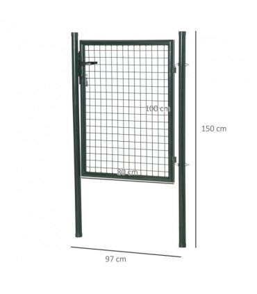 HOMCOM Green Steel Garden Gate with Lock and 3 Keys 97 x 150cm, Green