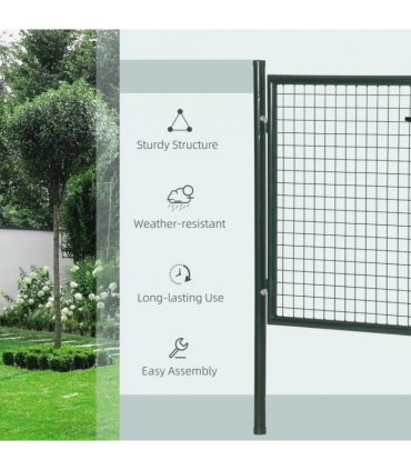 HOMCOM Green Steel Garden Gate with Lock and 3 Keys 97 x 150cm, Green