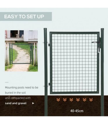 HOMCOM Green Steel Garden Gate with Lock and 3 Keys 97 x 150cm, Green