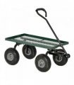 Outsunny Garden Trolley Cart, Heavy Duty Garden Cart with Metal Frame, 10" Pneumatic Wheels, Rotating Handle, 150kg Capacity, for Garden, Farm, Green