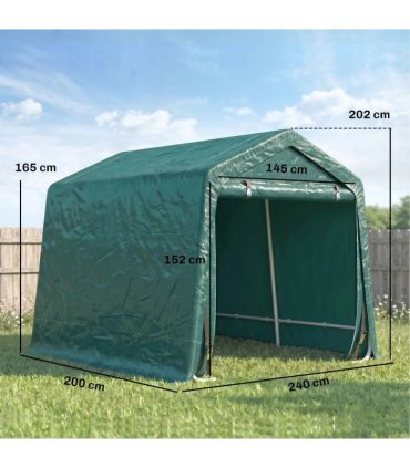 Outsunny 8 x 6.5 ft Outdoor Garden Storage Shed, Waterproof Bike Tent with Double Roll-up Zipper Door for Garden Tools, Green