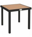 Outsunny 78 cm Garden Dining Table for 4 People, Square Outdoor Coffee End Side Table with Aluminium Legs, Natural Wood Finish