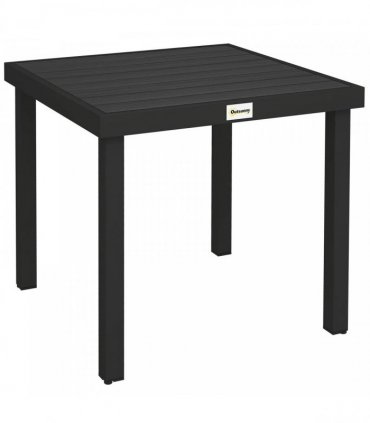 Outsunny 78 cm Garden Dining Table for 4 People, Square Outdoor Coffee End Side Table with Aluminium Legs, Black