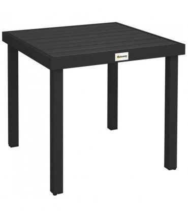 Outsunny 78 cm Garden Dining Table for 4 People, Square Outdoor Coffee End Side Table with Aluminium Legs, Black
