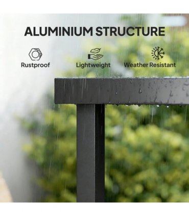 Outsunny 78 cm Garden Dining Table for 4 People, Square Outdoor Coffee End Side Table with Aluminium Legs, Black