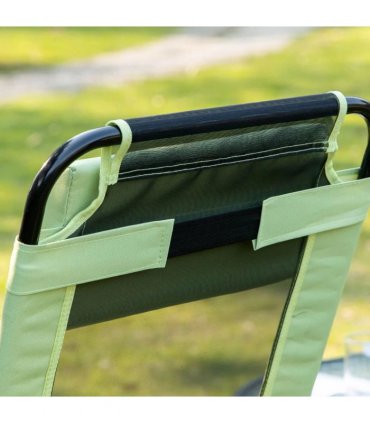 Outsunny Folding Garden Chairs Set of 2, 5-Position Recliner Camping Chair with High Back, All Weather Texteline Seat, Portable Outdoor Dining Chairs with Headrests for Patio, Picnic, Green