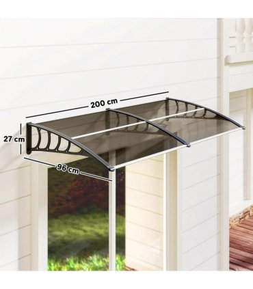 Outsunny Front Door Canopy, Outdoor Awning, Rain Shelter, 200 x 96cm, Brown