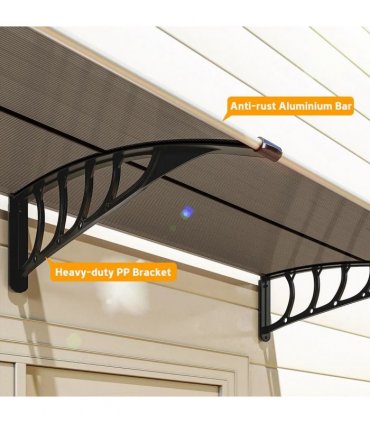 Outsunny Front Door Canopy, Outdoor Awning, Rain Shelter, 200 x 96cm, Brown