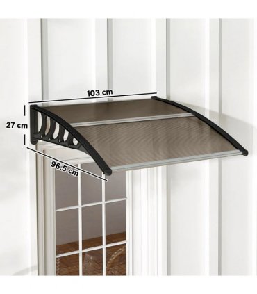 Outsunny Front Door Canopy, Outdoor Awning, Rain Shelter for Window, Porch and Front/Back Door, 103 x 96.5 cm, Brown