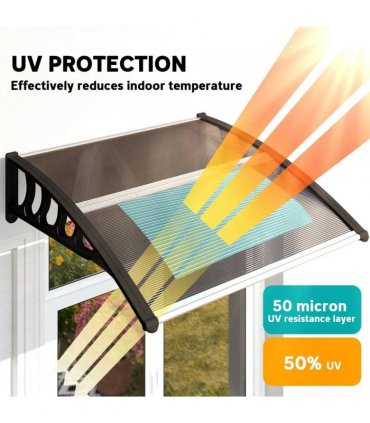 Outsunny Front Door Canopy, Outdoor Awning, Rain Shelter for Window, Porch and Front/Back Door, 103 x 96.5 cm, Brown