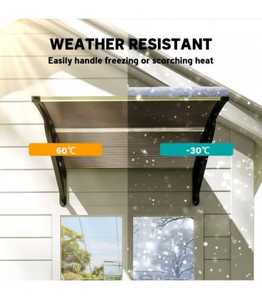 Outsunny Front Door Canopy, Outdoor Awning, Rain Shelter for Window, Porch and Front/Back Door, 103 x 96.5 cm, Brown
