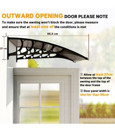 Outsunny Front Door Canopy, Outdoor Awning, Rain Shelter for Window, Porch and Front/Back Door, 103 x 96.5 cm, Brown