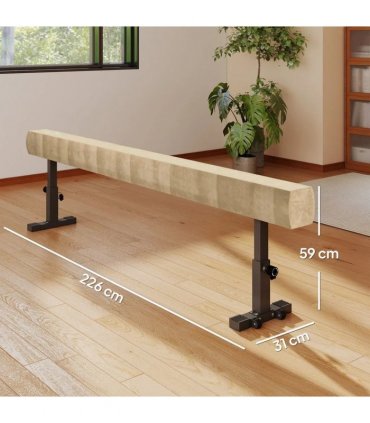 HOMCOM 7.5ft Adjustable Balance Beam, Gymnastics Beam with Wheels, Gymnastics Equipment for 6 Years Old Training