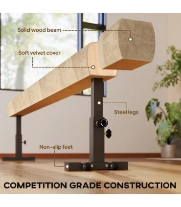 HOMCOM 7.5ft Adjustable Balance Beam, Gymnastics Beam with Wheels, Gymnastics Equipment for 6 Years Old Training