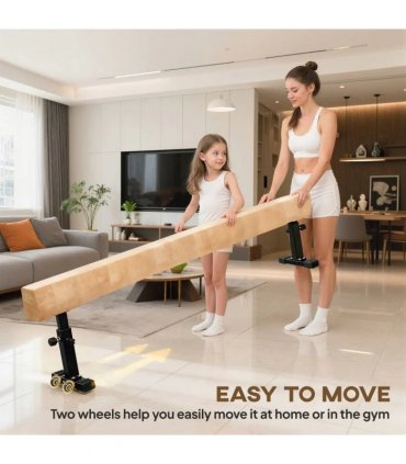 HOMCOM 7.5ft Adjustable Balance Beam, Gymnastics Beam with Wheels, Gymnastics Equipment for 6 Years Old Training