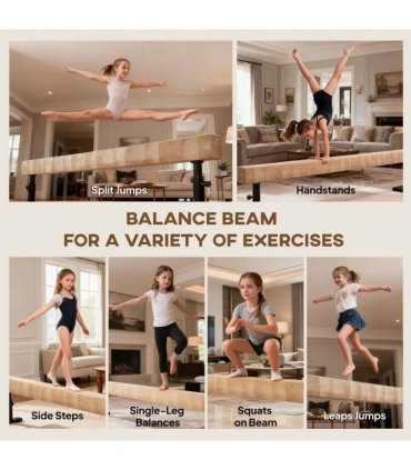 HOMCOM 7.5ft Adjustable Balance Beam, Gymnastics Beam with Wheels, Gymnastics Equipment for 6 Years Old Training