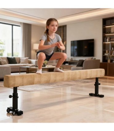 HOMCOM 7.5ft Adjustable Balance Beam, Gymnastics Beam with Wheels, Gymnastics Equipment for 6 Years Old Training