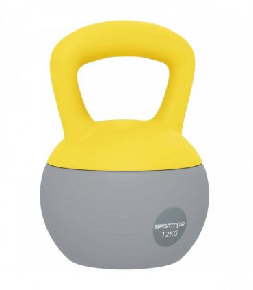 SPORTNOW 12KG Soft Kettlebell, Kettlebell with Non-Slip Handle for Home Gym, Weight Lifting, Strength Training, Yellow/Grey