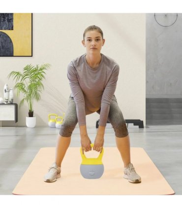 SPORTNOW 12KG Soft Kettlebell, Kettlebell with Non-Slip Handle for Home Gym, Weight Lifting, Strength Training, Yellow/Grey