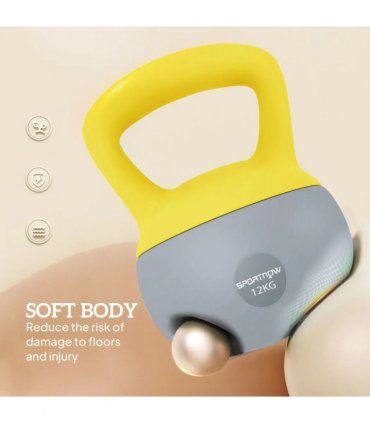 SPORTNOW 12KG Soft Kettlebell, Kettlebell with Non-Slip Handle for Home Gym, Weight Lifting, Strength Training, Yellow/Grey