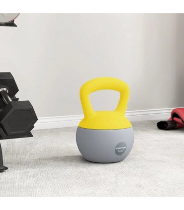 SPORTNOW 12KG Soft Kettlebell, Kettlebell with Non-Slip Handle for Home Gym, Weight Lifting, Strength Training, Yellow/Grey
