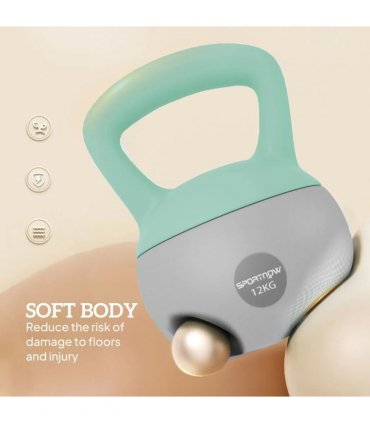 SPORTNOW 12KG Soft Kettlebell, Kettlebell with Non-Slip Handle for Home Gym, Weight Lifting, Strength Training, Green/Grey