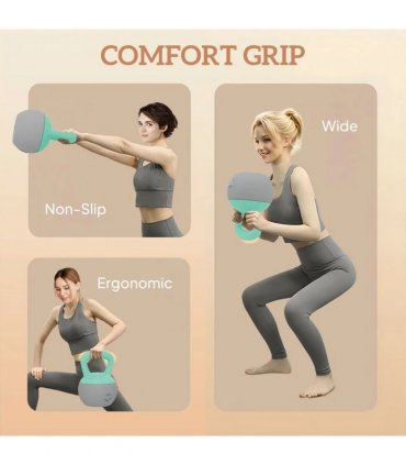 SPORTNOW 12KG Soft Kettlebell, Kettlebell with Non-Slip Handle for Home Gym, Weight Lifting, Strength Training, Green/Grey