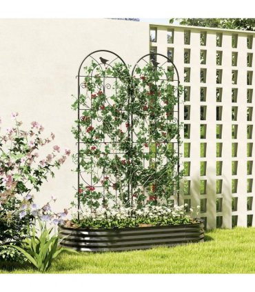 Outsunny Set of 2 Garden Trellis, Metal Fence Panels for Climbing Outdoor Plants, Flowers, 180 x 50cm
