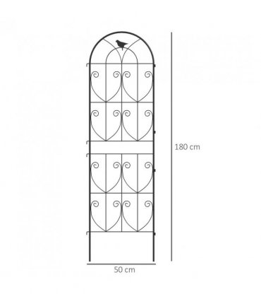 Outsunny Set of 2 Garden Trellis, Metal Fence Panels for Climbing Outdoor Plants, Flowers, 180 x 50cm