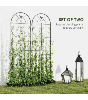 Outsunny Set of 2 Garden Trellis, Metal Fence Panels for Climbing Outdoor Plants, Flowers, 180 x 50cm